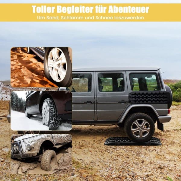 Sandplater off-road 2 stk trekkhjelp dekkstige for sand/slam/snø 107 x 31 x 7 cm svart