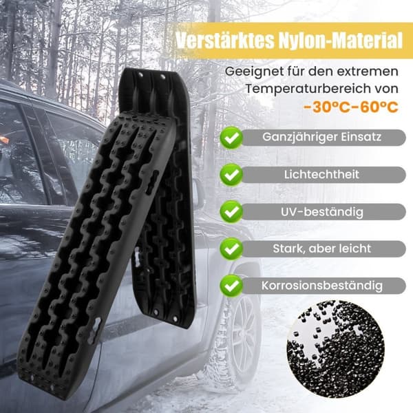 Sandplater off-road 2 stk trekkhjelp dekkstige for sand/slam/snø 107 x 31 x 7 cm svart