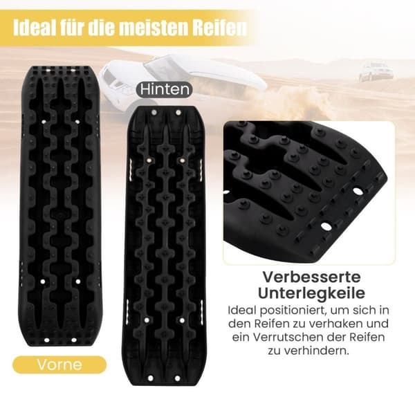 Sandplater off-road 2 stk trekkhjelp dekkstige for sand/slam/snø 107 x 31 x 7 cm svart