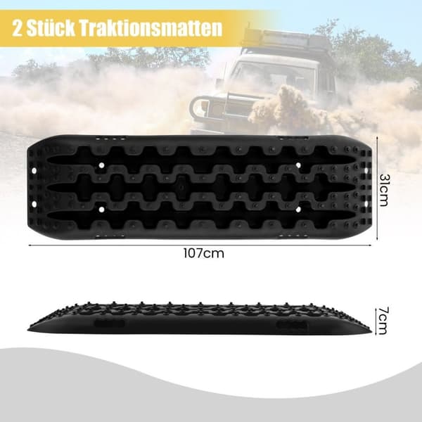Sandplater off-road 2 stk trekkhjelp dekkstige for sand/slam/snø 107 x 31 x 7 cm svart