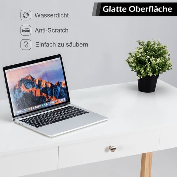 Skrivbord med låda, datorbord, sminkbord, kontorsbord, 106 x 50 x 75,5 cm, natur