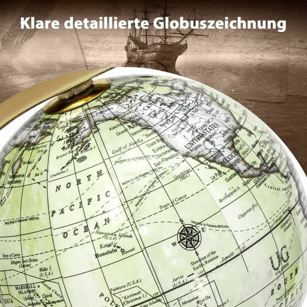 Ø 13 cm Antik globus med metalbund Roterende studenterkugle Geografisk globus Ø 13 cm