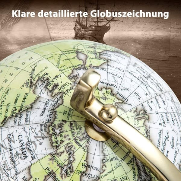 Ø 25,5 cm Antikk globus med metallbunn Roterende studentklode Geografisk globus Ø 25,5 cm