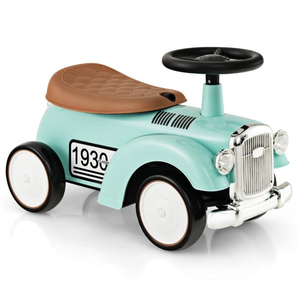Rutcshauto kjørevogn med oppbevaringsplass og tippbeskyttelse barnekjøretøy med ratt 58 x 27 x 34 cm grønn