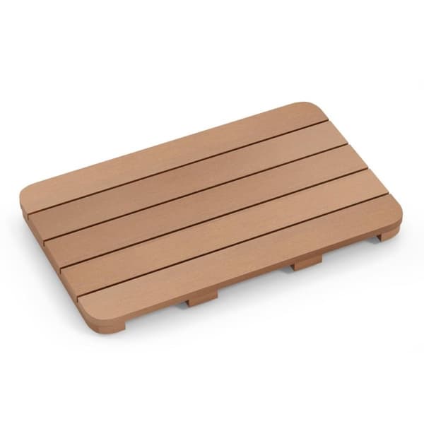 55 x 34 cm toalettmatte laget av Hips wood design badematte opptil 150 kg bæreevne brun baderomsmatte korrosjonsbestandig rustfri slitesterk