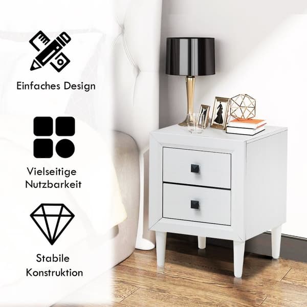 Nattbord tre sidebord med 2 skuffer salongbord moderne sofabord hvit