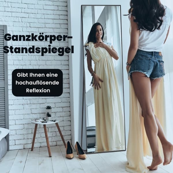 160 x 40 cm fuldlængde spejl 2 i 1 stående spejl & vægspejl lavet af brudsikkert glas sort