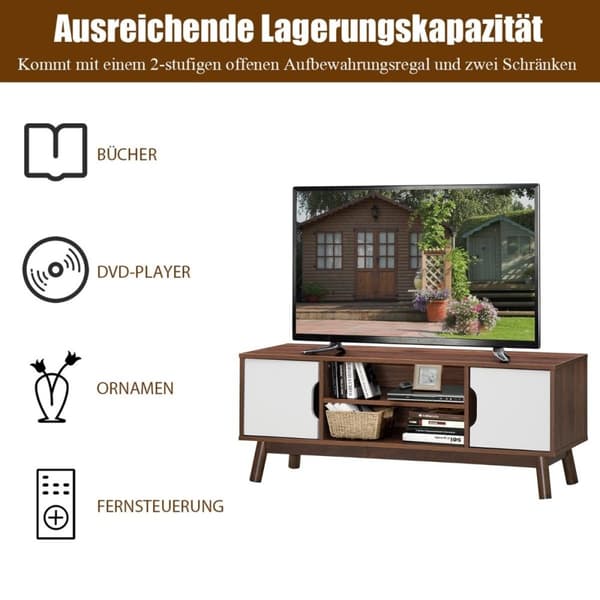 TV-stativ TV-skap tre for TV-er opptil 50" TV-stativ med åpen hylle hvit