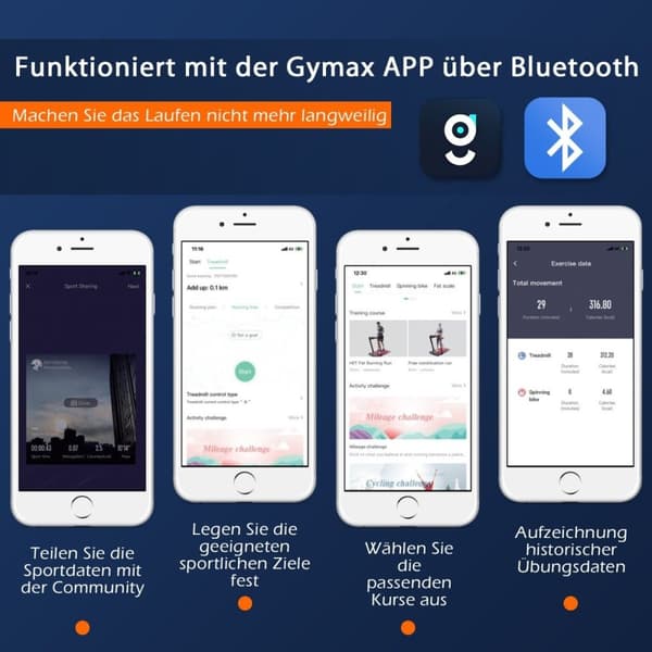 2-in-1 taitettava juoksumatto APP:lla ja kaukosäätimellä, matkapuhelinteline, LED-näyttö ja kaiutin, valkoinen