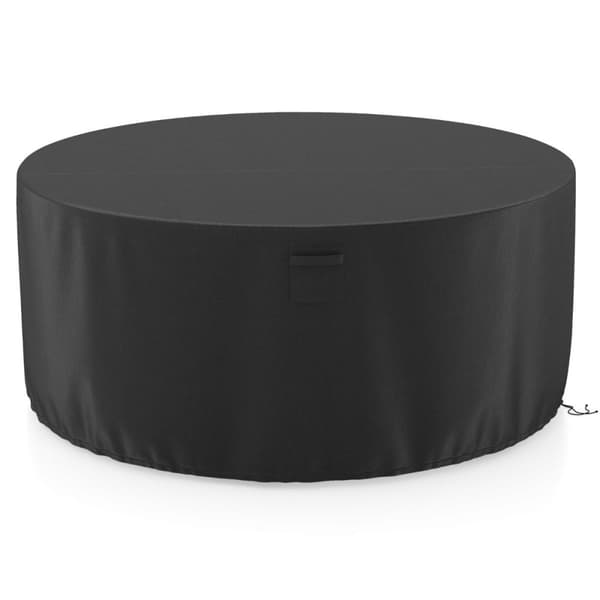 Ø 183 cm Runt utemöbelöverdrag med ventilationsspringor & spännen & sladdar svart