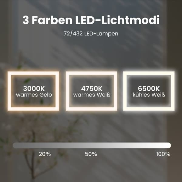 Baderomsspeil med anti-dugg speilvarmer og display 3000K-6500K dimbart LED-speil