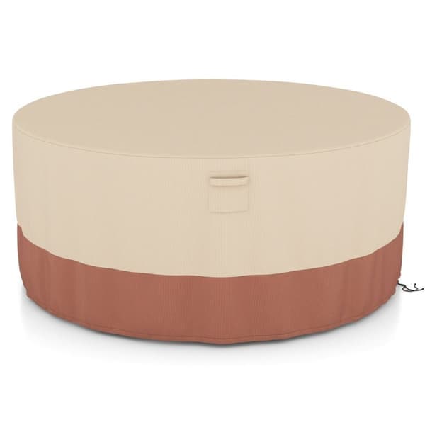 Ø 158 cm Rundt terrassemøbeltrekk med ventilasjonsåpninger & spenner & snorer beige