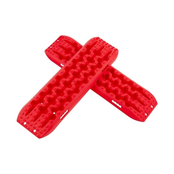 2 styks trækhjælpssandplader off-road dækstige til sand/mudder/sne 107 x 31 x 7 cm rød