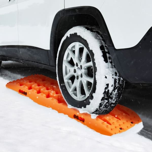 2 styks trækhjælpssandplader off-road dækstige til sand/mudder/sne 107 x 31 x 7 cm orange