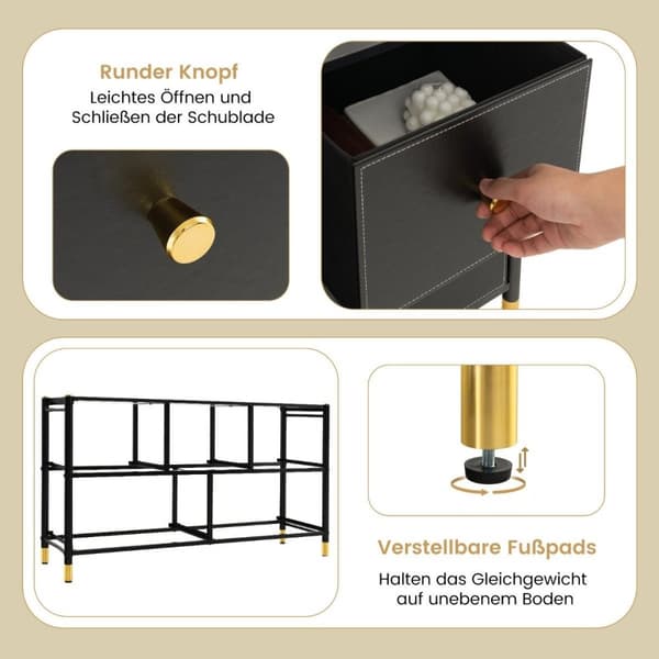 Lipasto makuuhuoneeseen 5 laatikkoa leveä kangas lipasto metallirunko 100 x 30 x 58,5 cm musta