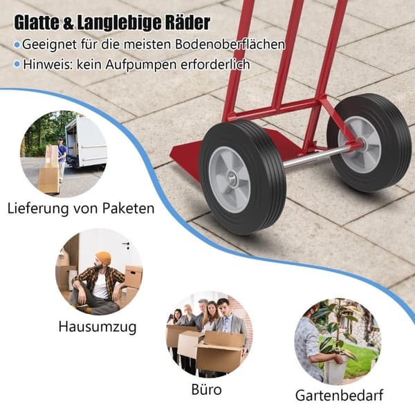 Sækkevogn med P-grebs gaffeltruck med højt ryglæn 51 x 48 x 132 cm rød