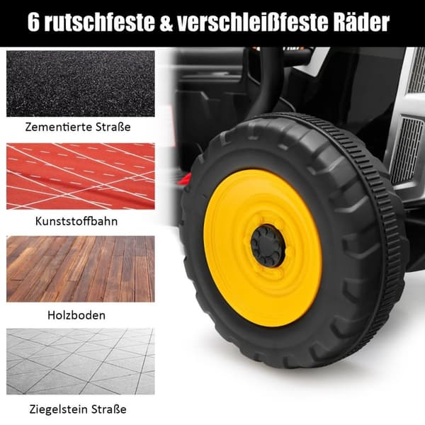 12V barnetraktor med avtakbar tilhenger og fjernkontroll elektrisk lekebil svart