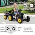 Miniatyrbilde 5 av 5: 12V barnetraktor med avtakbar tilhenger og fjernkontroll elektrisk lekebil svart