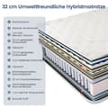 Miniatyrbilde 4 av 5: 32 cm høyde memory foam madrass med kjølende gel beriket hybrid madrass 140 x 200 cm