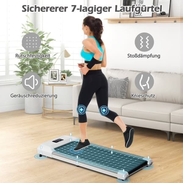 2 i 1 tredemølle under skrivebordet gåpute med LED-skjerm 122 x 53 x 15 cm Grå