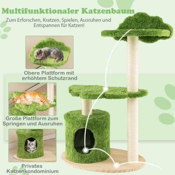97 cm kattetre med helinnpakket sisal skrapestolper og polstret toppabbor