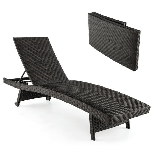Terrassdäcksstol i rotting med justerbart ryggstöd i 5 nivåer 195 x 61 x 38-97 cm blanda brun