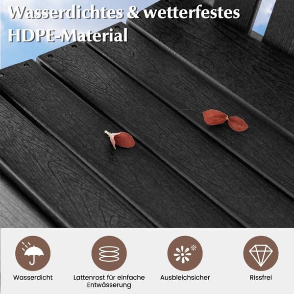 Utomhusbarstol med armstöd & fotstöd HDPE uteplatsstol Vädertät pubpall Svart