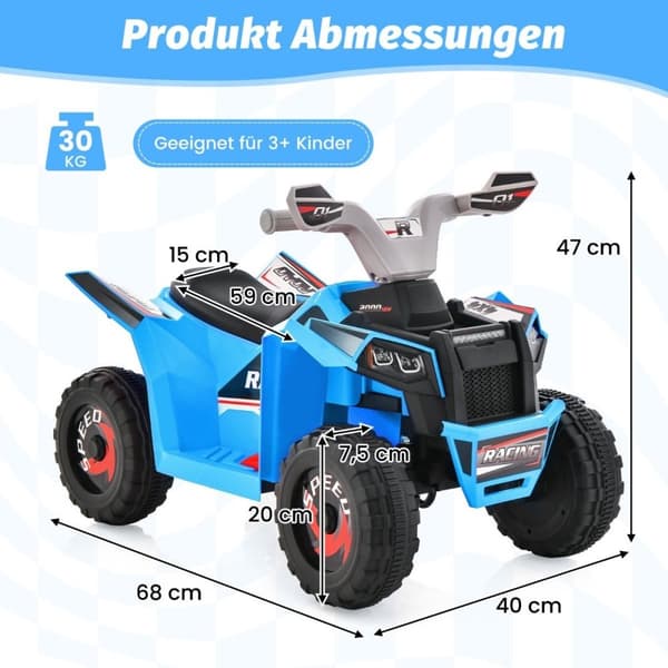 6V børne quad elektrisk med frem/tilbage kontakt børne quad mini elektrisk quad blå