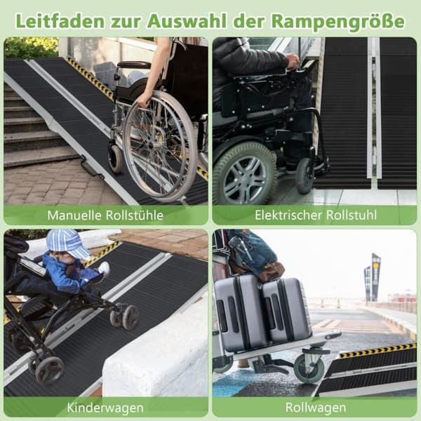 152,5 x 74 cm rullstolsramp Bärbar och halkskyddad hopfällbar ramp upp till 272 kg lastaluminium
