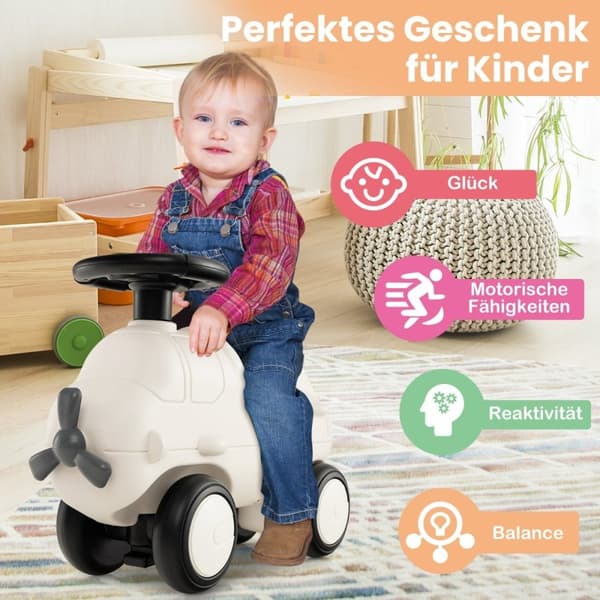 Ride-on bil i fly-look med sød propel ride-on køretøj hvid