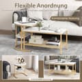 Miniatyrbild 3 av 5: Set med 2 soffbord, sidobord, marmorlook med metallstomme och hylla i guld och vitt