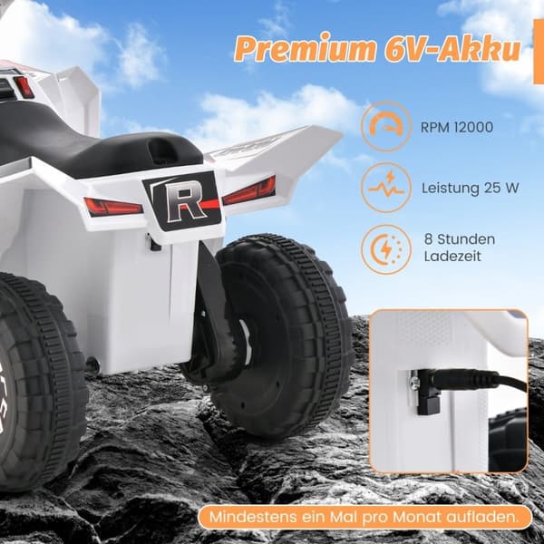 6V børne quad elektrisk med frem/tilbage kontakt børne quad mini elektrisk quad hvid