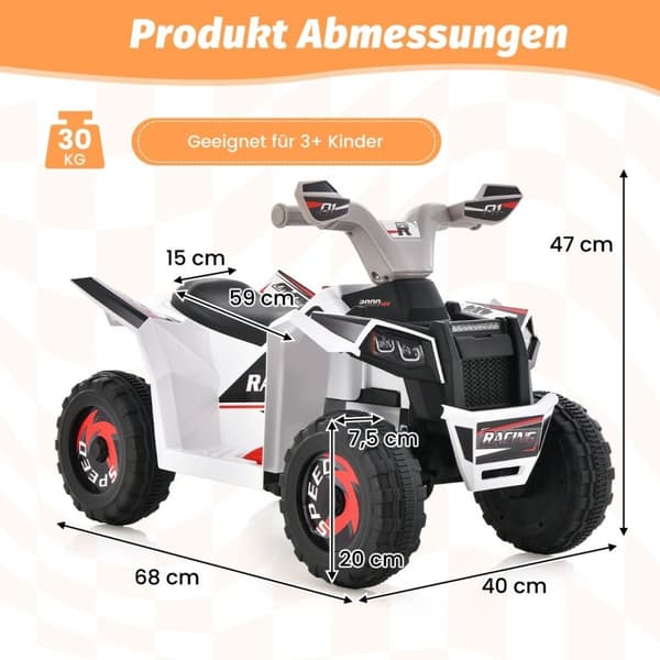 6V børne quad elektrisk med frem/tilbage kontakt børne quad mini elektrisk quad hvid