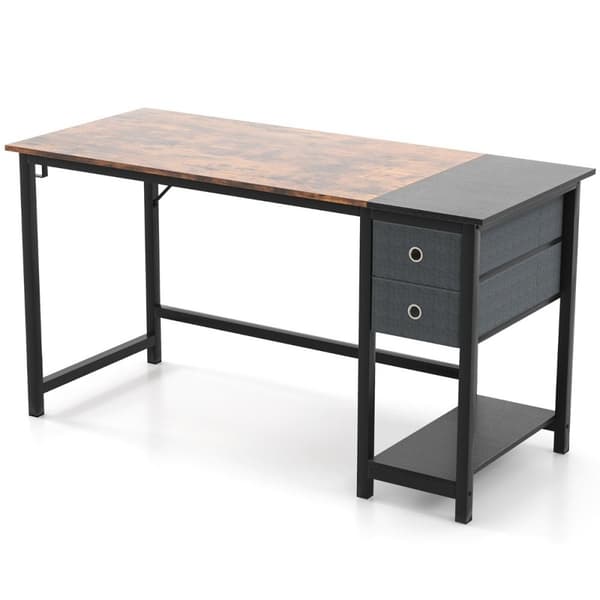 140 cm langt skrivebord med 2 skuffer & hodetelefonkrok & oppbevaringsrom datamaskinbord