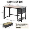 Miniatyrbillede 2 af 5: 120 cm langt skrivebord med 2 skuffer & hovedtelefonkrog & opbevaringsrum computerbord