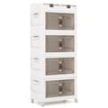 Miniatyrbild 1 av 5: Paket med 4 staplingslådor med lock & hjul & dörrar Vikbar förvaringslåda Plastlåda 210L
