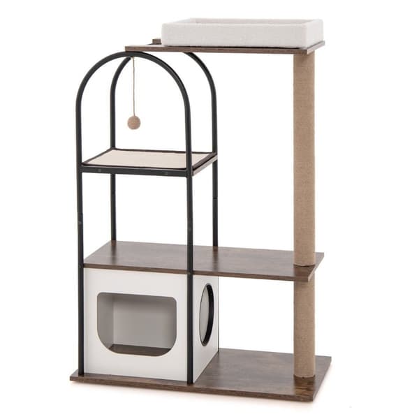 Kradsestolpe med kattehule 118 cm kattetræ med aftagelig katteseng & bold & kradsemåtte