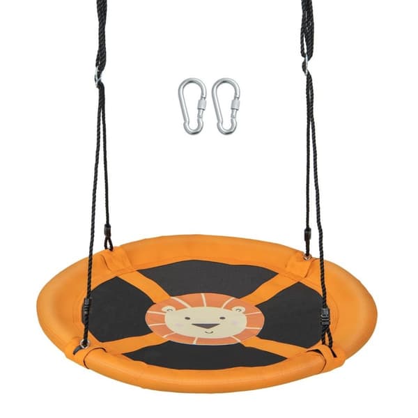 Diameter 100 cm reirhuske med justerbare tau, hengende huske, barnehuske, rund huske, gul