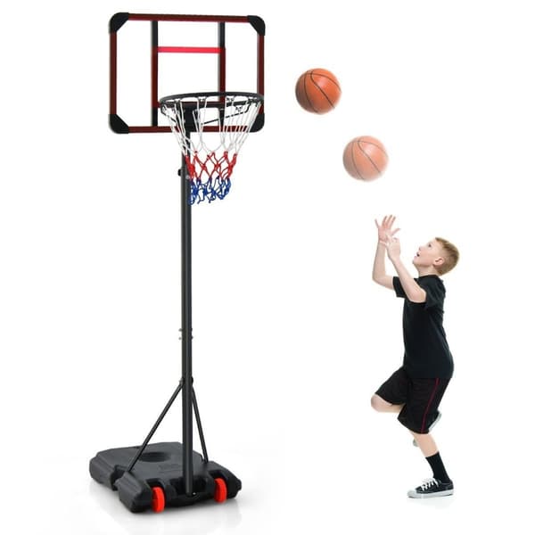 Utendørs basketballkurv med stativ 155-210cm høydejusterbart basketballstativ svart