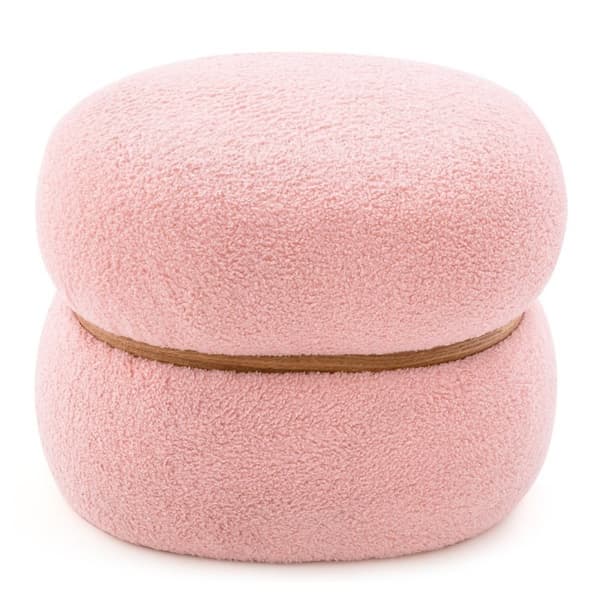 Oval krakk med sklisikre fotputer Polstret dressing krakk laget av Sherpa rosa 44 x 35 x 35 cm