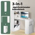 Miniatyrbillede 4 af 5: Skrivebord med bogreol Computerbord med 6 hylder PC bord med hylde Kontorbord hvid