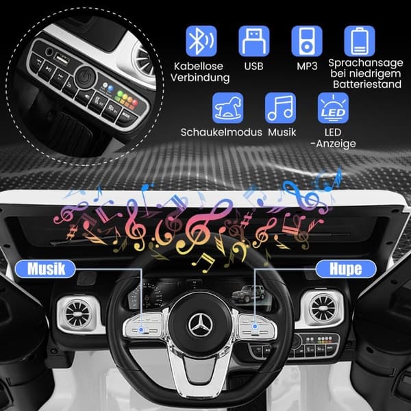 Elbil til børn Mercedes Benz G500 børnebil el med fjernbetjening hvid