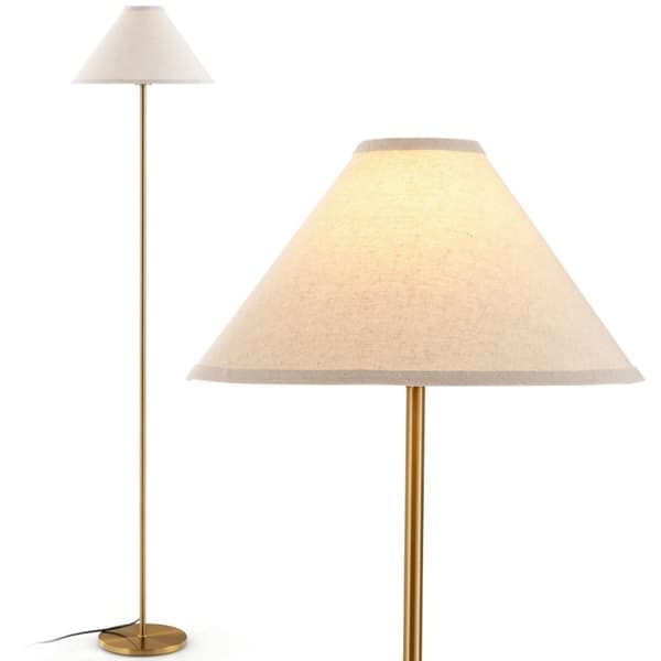 162 cm gulvlampe guld gulvlampe med fodkontakt hørskærm og metalstang