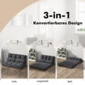 Miniatyrbild 3 av 5: Fällbar golvsoffa 3 i 1 bäddsoffa med sovfunktion och justerbart ryggstöd mörkgrå