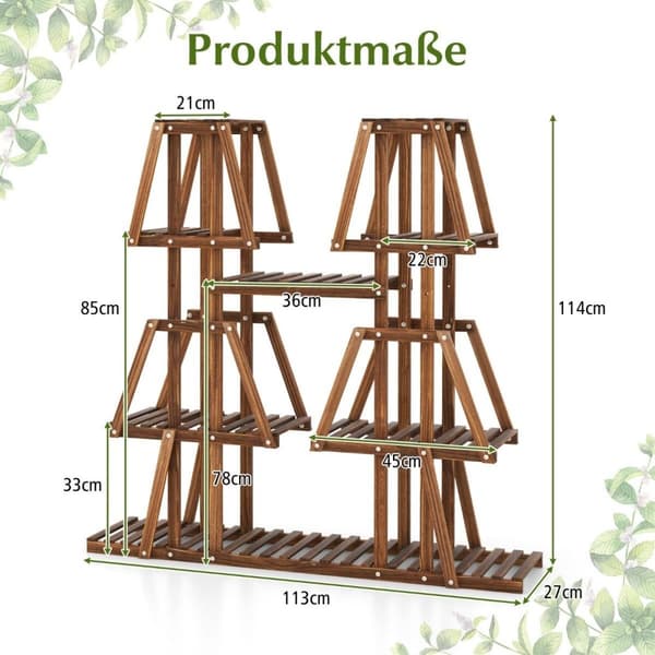 Kasvihylly puinen kasviportaat puolisuunnikkaan kukkahylly kukkapenkki kasviteline 113 x 27 x 114 cm ruskea