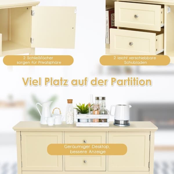 Konsollbord gangbord med 2 skuffer og skap buffetbord sidebord trehvit