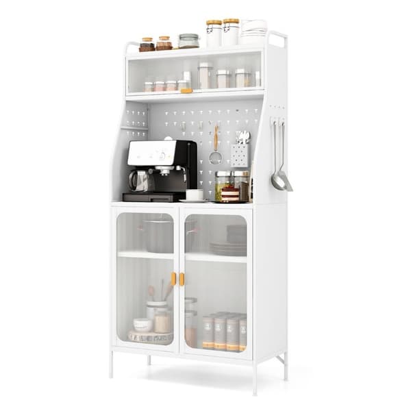 Keittiön kaappi keittiön buffet laudalla ja säädettävällä hyllyllä 76 x 36 x 161 cm valkoinen