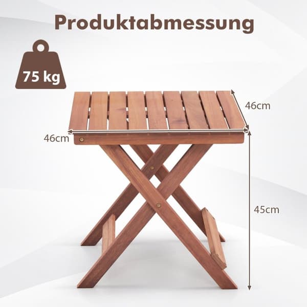 Sidebord akasietre hagebord lite balkongbord X-form 46 x 46 x 45 cm