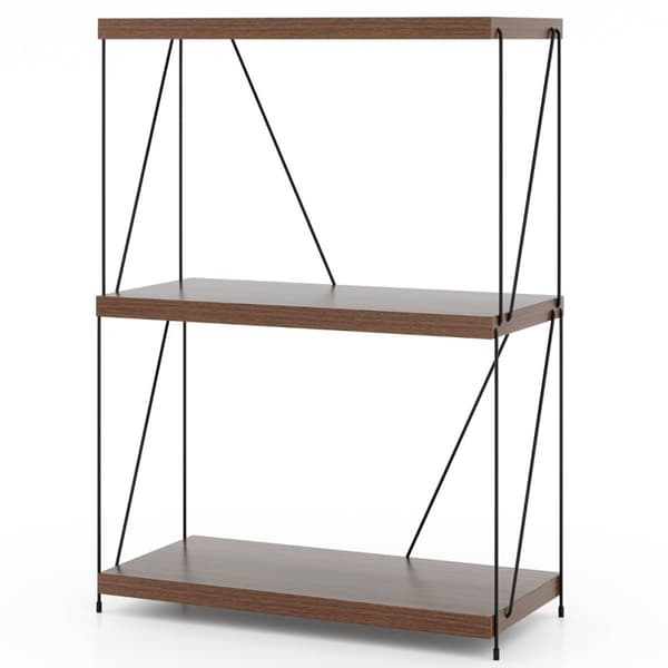 3-lags stående hylle med metallramme Industriell bokhylle oppbevaringsstativ 60 x 29,5 x 85,5 cm