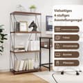 Miniatyrbilde 3 av 5: 4-lags stående hylle med metallramme Industriell bokhylle Oppbevaringsstativ 60 x 29,5 x 105 cm
